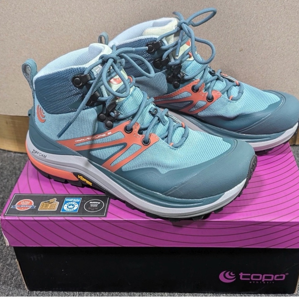 Women's Topo Athletic Trailventure 2, Teal and Orange Hiking Shoes